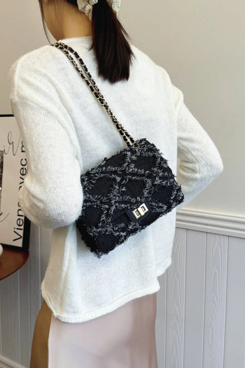 'Kehlani' Textured Denim Crossbody Bag - Celes Fashion